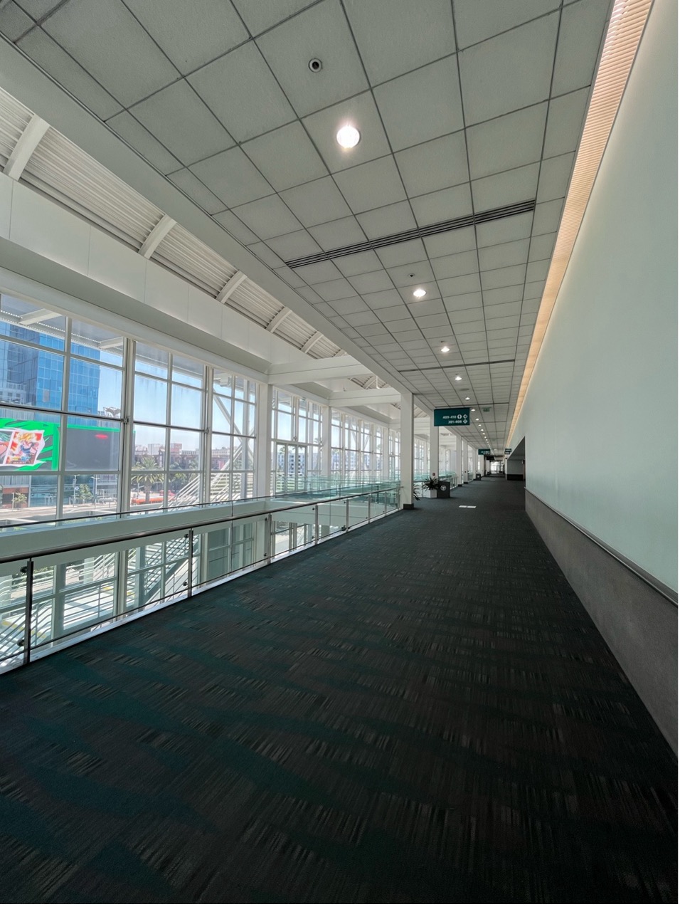 A hallway outside of meeting rooms in the Los Angeles Convention Center.